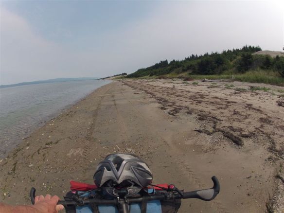 There were a few times when I could ride beaches instead of the rail bed, like this section near Stephenville Crossing.
